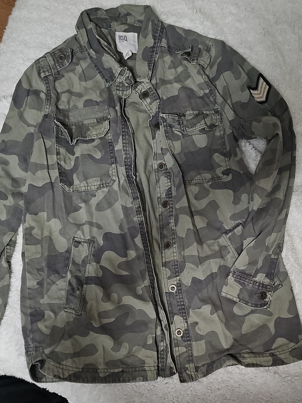 RSQ Olive and Gray Camo Utility Jacket